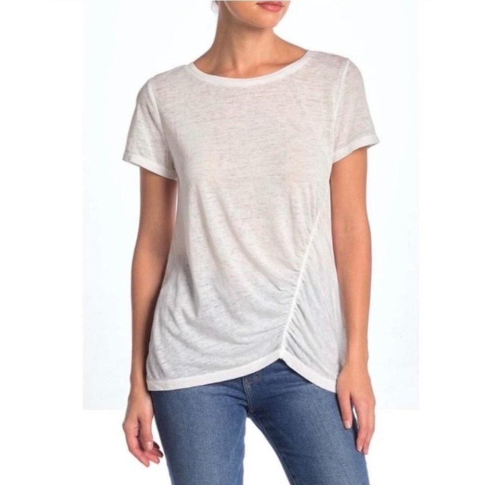 Susina White ruched burnout tee NEW
